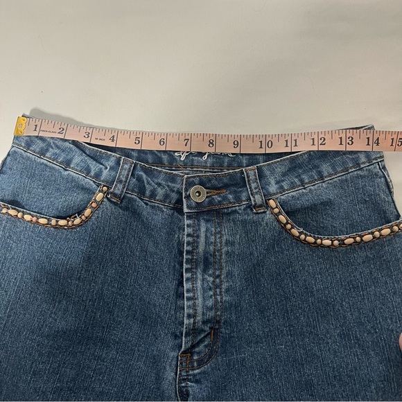 DFX Women’s Cropped Jeans with Embroidered & Beaded Hem/Pockets Casual Vacation - Picture 10 of 12